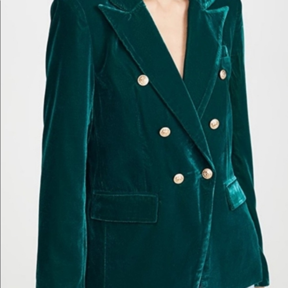 Generation Love Green Velvet Blazer, size M, with gold tone buttons